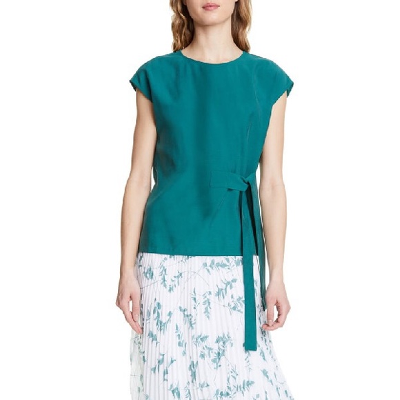 Riella Asymmetrical Twist Neck Top In Jade - Picture 1 of 6